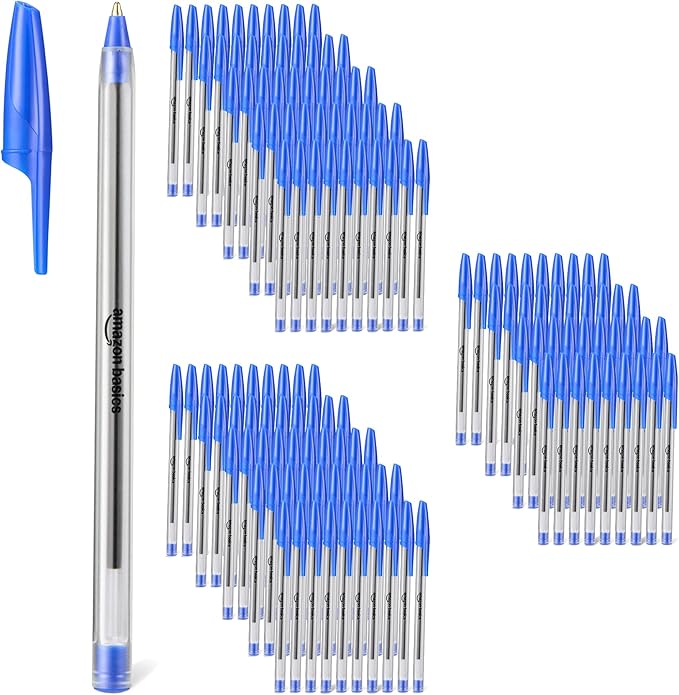 Amazon Basics Ballpoint Pens, 1.0mm, Blue, 144 Pack