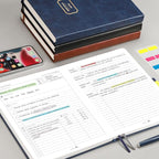 EMSHOI Meeting Notebook for Work with Action Items - 320 Pages B5 Thick Project Planner Agenda Organizer Work Notebook for Women Men Office Business Notes, PU Leather Hardcover, 7.5" x 10", Blue