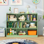 Giantex 8 Cube Bookcase, Freestanding 3-Tier Open Bookshelf, Modern Storage Display Cabinet, Wood Cube Storage Organizer for Living Room, Kid’s Room, Mint Green