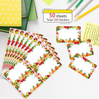 Wonmon 200 PCS Fruit Name Tags Stickers, Self Adhesive Cute Fruits Style Name Tag Labels Stickers for Back to School Classroom Student Office Desk Cubby Locker Themed Party, 2x3 inch