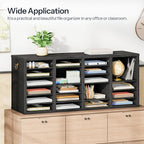 HOOBRO Literature Organizers, 24 Compartments Office Mailbox with Adjustable Shelves, Wood Countertop Literature Sorter for Office, Home, Classroom, Mailrooms Organization Black BK64WF01