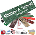 Engraved Name Plates for Door Sign Personalized Green Marble Plastic Plaque with White Letters - Made in USA 2x12 S4