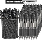 deegtran Pens Bulk, 100 Pack No Bleed Black Ink Click Pens with Soft Grip, Wholesale Retractable Ballpoint Pens for Office School, Medium Point Smooth 1.0MM