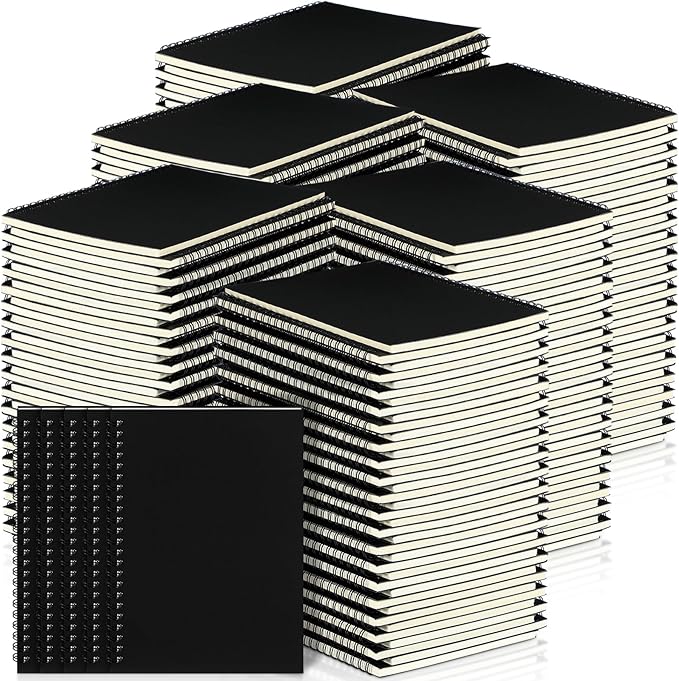 Yahenda Spiral Notebook Bulk A5 Journal Lined 8.3'' x 5.5'' Writing Composition Paper Small Notepad Subject Notebook for Students Office Business Back to School Supplies(Black,200 Pcs)