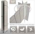 Sorbus 6 Panel Room Divider 6 ft. Tall - Privacy Screen, Extra Wide Double Hinged Panels, Mesh Hand-Woven Design, Partition Room Dividers and Folding Privacy Screens, Wall Divider for Room Separation