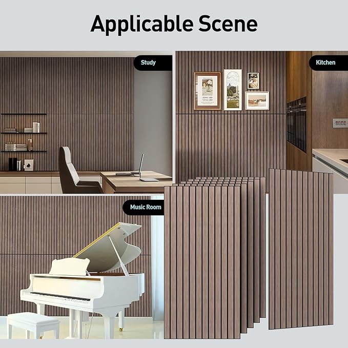 UMIACOUSTICS 6 Packs Acoustic Panel,47.2 x 23.6 Inches Decorative Sound Proof Panel for Office,Home Theater,Studio,Walnut Color