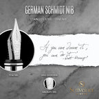 Scriveiner Stainless Steel Fountain Pen - Stunning Luxury Pen with Steel Finish, Schmidt Steel Nib (Fine), Best Pen Gift Set for Men & Women, Professional, Executive Office, Nice Designer Pens