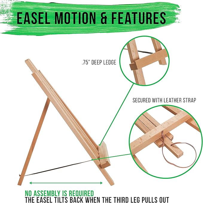 U.S. Art Supply 14" Medium Tabletop Display Easel - Beechwood Artist A-Frame Display Stand, Wooden Easel for Painting, Canvas Stand, (Pack of 12) Classrooms Events Photo Picture Sign Holder