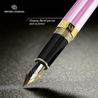 Dryden Designs Fountain Pen Medium Nib Gift Pouch - with 24 Ink Cartridges - MCM (Luscious Pink)