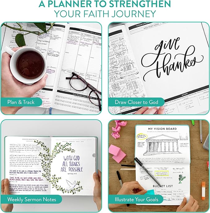 Christian Planner 2026 Daily Planner - Faith Based Monthly and Weekly Planner, Vision Board, and Habit Tracker - 2026 Calendar, Personal Organizer and Devotional Journal (Hardcover, Fig)