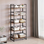 BHG Vintage Multifunctional Folding Bookshelf, No-Assembly Plant Stand Storage Rack Shelves for Home Office (Fire, 5-Tier)