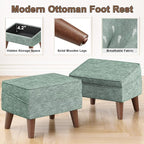 FAGAGA Small Footstool Ottoman, Footstool with Adjustable Lid, 11" Ottoman Foot Rest with Storage for Living Room, Bedroom, Couch, Enterway, Green