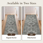 GENIMO 2'6"x10 Runner Rugs for Hallway, Machine Washable Non Slip Vintage Rugs, Low Pile Lightweight Soft Print Rug for enrtyway, Corridor, Home Office, Kitchen, Charcoal Gray