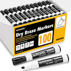 WOSWEL Dry Erase Markers Bulk, Chisel Tip Whiteboard Markers, Low Odor Thick Dry Markers, 100 Black Color for Teachers, Classroom, Office & Home Use