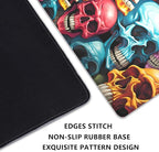 Scary Skeleton Mouse Pad Desk Pad,Colourful Skull Extended Gaming Mouse Mat with Stitched Edges Non-Slip Waterproof Rubber Base Mous Mat for Office Home Game Desk Pad(27.5X11.8 in)