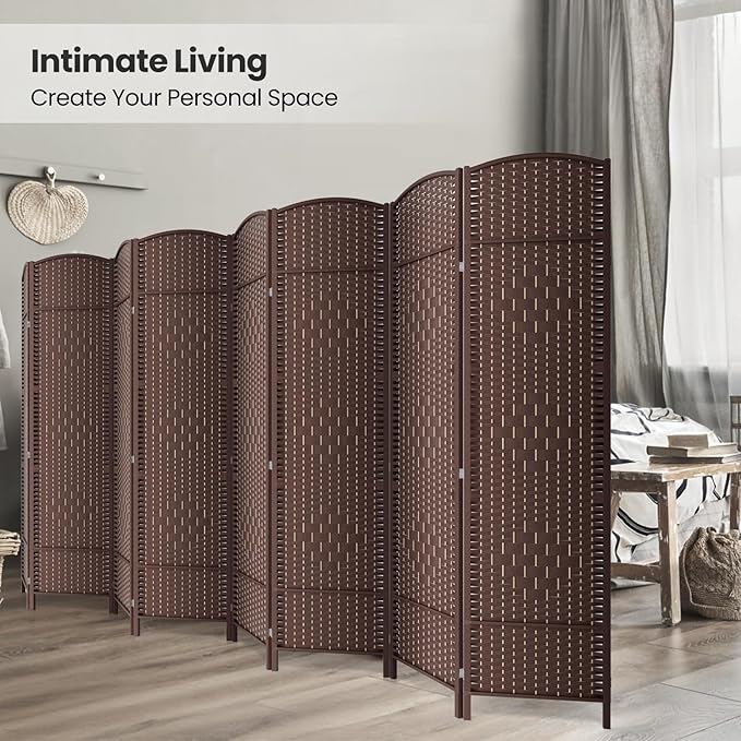 Cocosica 8 Panel Room Divider,5.86Ft Folding Privacy Screen,Tall - Extra Wide Foldable Panel Partition Wall Divider with Diamond Double-Weaved Hand-Woven Design Room Screen Divider