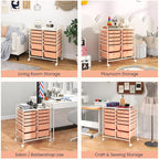 LDAILY 12 Drawer Rolling Storage Cart, Craft Cart Organizer on Wheels w/Metal Frame, Large Capacity & Smooth Drawer, Rolling Cart w/Drawers for Classroom, Office