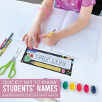 Desk Name Tags for Classroom -25 Student Name Plates for Classroom Kindergarten, Preschool, 1st, 2nd & 3rd Grade, 9x3 Teacher Nameplates for Student Desks & Cubbies, Chalkboard Nametags