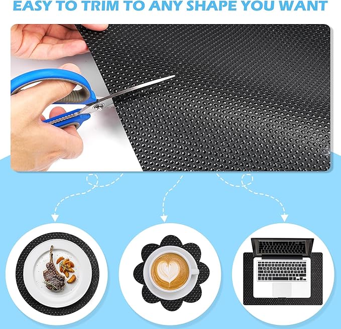 MooiFun Drawer Liners, Waterproof Shelf Liner, Anti-Slip Non-Adhesive BPA Free Kitchen Cupboard Cabinet Liner Refridge Fridge Mats Sink Protector Strong Durable for Home (Black/23.6in x 20Ft)