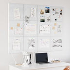 Neatsure Large Cork Board for Wall, 48" x 36" Bulletin Board with Pushpins, 12 Panels Felt Tiles Tack Push Pin Board for Office, Silver Gray