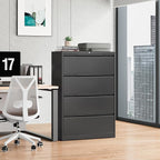 Bestoo 4-Drawer File Cabinet with Lock, Metal Filing Cabinet for Home Office, Lateral Filing Storage Cabinets, Fits File Folders, Letter/Legal/F4/A4 Sizes, Assembly Required (Black)