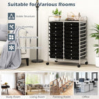 Happygrill 20-Drawer Organizer Cart Tools, Mobile Utility Storage Cart with Removable Drawers & Lockable Wheels, Rolling Storage Cart with wheels for Home Office School (Black)