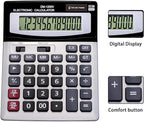 YEBMoo 12 Digit Desktop Calculator with Large LCD Display and Sensitive Button, Dual Solar Power and Battery, Standard Function for Office (YE1200v)
