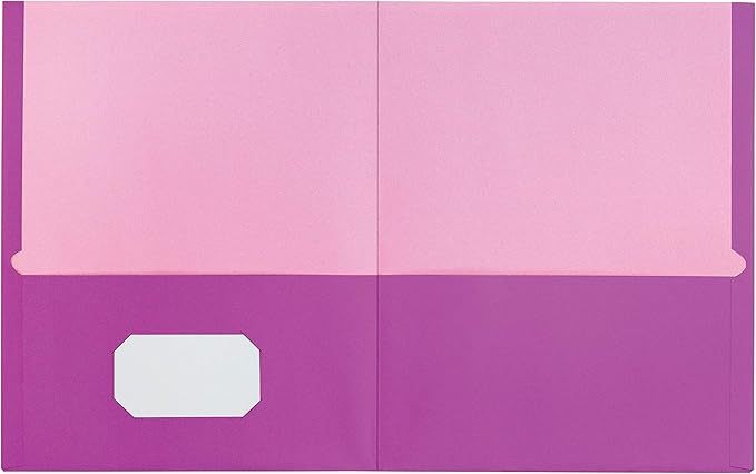Oxford 2 Pocket Folders, Textured Paper, Assorted Colors (Blue, Purple, Teal, Orange, Pink), Contrasting Interior, Letter Size, 25 Per Box (53274EE)