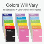 Oxford Spiral Notebooks, 18 Count Bulk Pack, 1 Subject, College Ruled Notebooks for School, 8 x 10.5 Inches, 70 Sheets, Assorted Colors, Back to School Supplies (65206)
