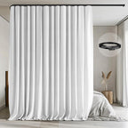 MaKefeile Room Divider Curtains with Flexible Ceiling Tracks Set,Blackout Curtain Ceiling Mount Curtain Track Privacy Room Dividers Ceiling Track Curtain Rod(White Drape & Black Rail W 8.3 × H 8 FT)