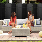 Sorbus 8-Panel Black Room Divider with Double Hinged Panels, 6 ft Tall Folding Privacy Screen