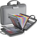 Fireproof File Organizer with Lock, Hard-Shell Case Fireproof Document Box with 13 Colorful Pockets Accordion File Folder, Important Document Organizer for Letter A4 Files Laptop Passports (Grey)