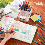 Tebik 108 Pack Planner Colored Pens, 100 Assorted Colors Drawing Pens with 8 Different Stencils, Perfect for Dotted Journal Planner Writing Note Calendar Coloring Office School Supplies