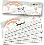 Desk Name Tags for Classroom – 36 Student Name Plates for Classroom Kindergarten, Preschool, 1st, 2nd & 3rd Grade, 14.5 x 4in Teacher Nameplates for Student Desks, Boho Nametags