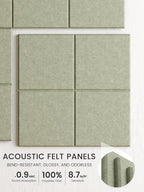 Bumusty Large Cork Board Alternative-36 x24 Felt Bulletin Board Tiles, with 30 Pushpins, 40 Adhesive Tabs, 6-Pack Slat Wall Paneling, Cork Boards for Office Push Pin Board Felt Board-Sage