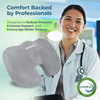 LuminaRest® Gel Enhanced Seat Cushion for Long Sitting | Premium CertiPUR-US® Certified Memory Foam | Non-Flattening Office Chair Cushion for Tailbone Pain Relief, Sciatica & Back Support (Gray)