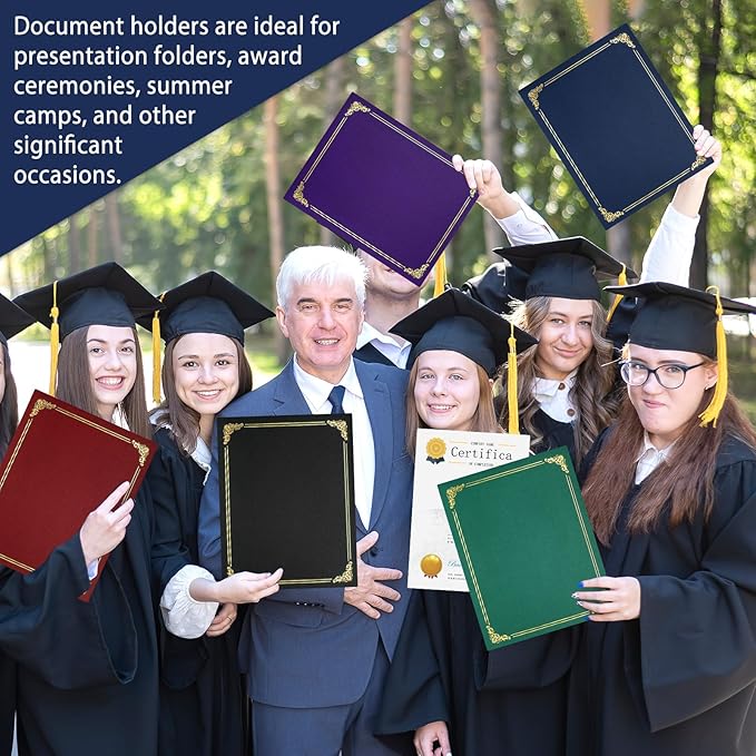 gisgfim 15Pcs Certificate Holders Diploma Covers Single Sided Gold Foil Border Award Certificate Covers for Letter Size 8.5x11 Certificates Cardstock Document Papers Storage Organizer (Navy Blue)
