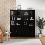 Bevfint 70 Inch Tall Bookcase with Doors, Library Office Bookshelf with Adjustable Shelves, Floor Standing Book Cabinet Shelves for Living Room Bedroom with Anti Tipping Kit, Dark Cherry Finish