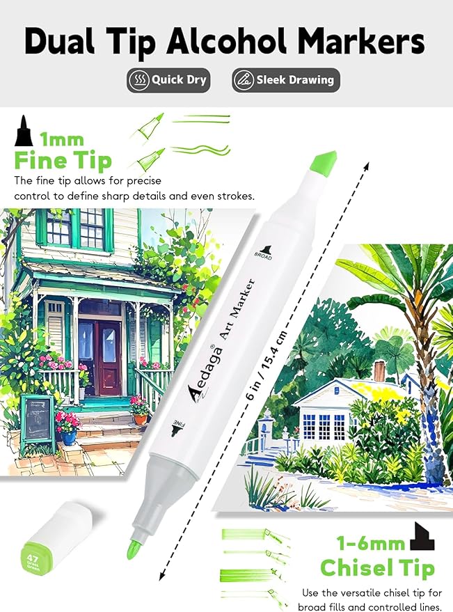 AEDAGA 240 Colors Alcohol Markers with Free App, Dual Tip Art Marker with Kickstand Case for Artists Adults. Alcohol Based Markers for Coloring Painting Sketching and Drawing, Great Gift