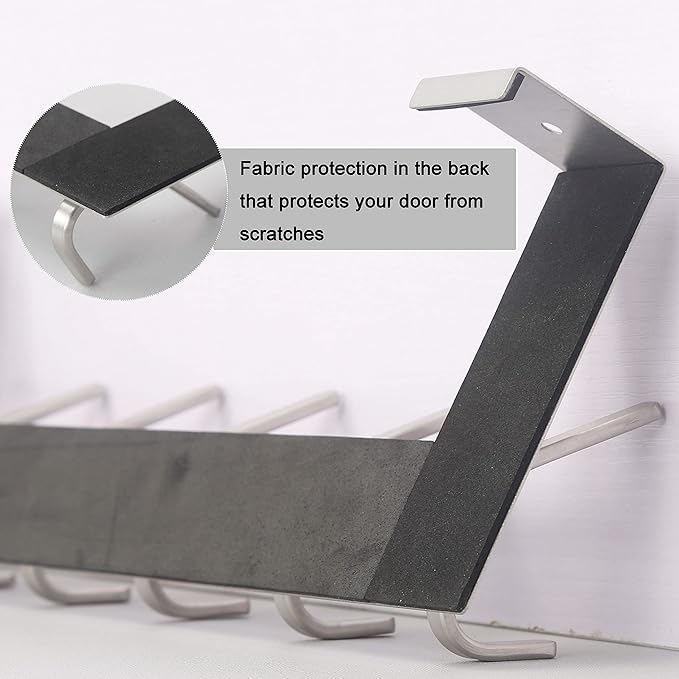 WEBI Over The Door Hooks Door Hanger:Over The Door Towel Rack with 6 Hooks for Hanging,Door Coat Hanger Towel Hanger Over Door Coat Rack for Towels,Clothes,Silver,2 Packs