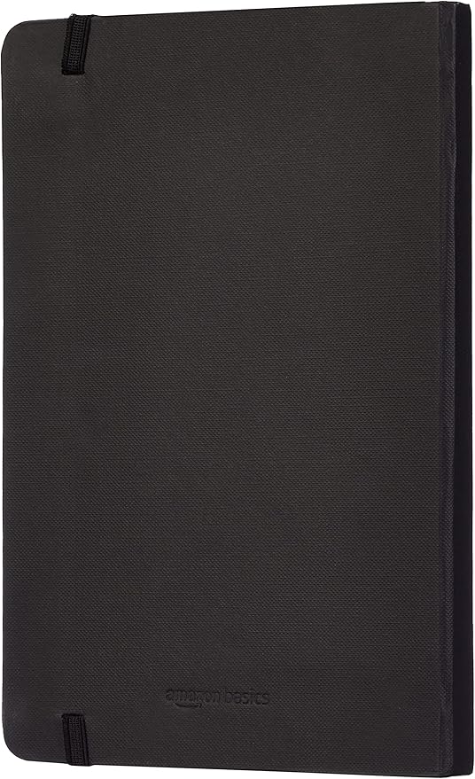 Amazon Basics Classic Lined Notebook, 240 Pages Hardcover, 5 x 8.25-Inch, Black