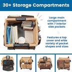 ECR4Kids Universal Rolling Cart with Canvas Organizer Bag, Mobile Storage, Chocolate/Sand