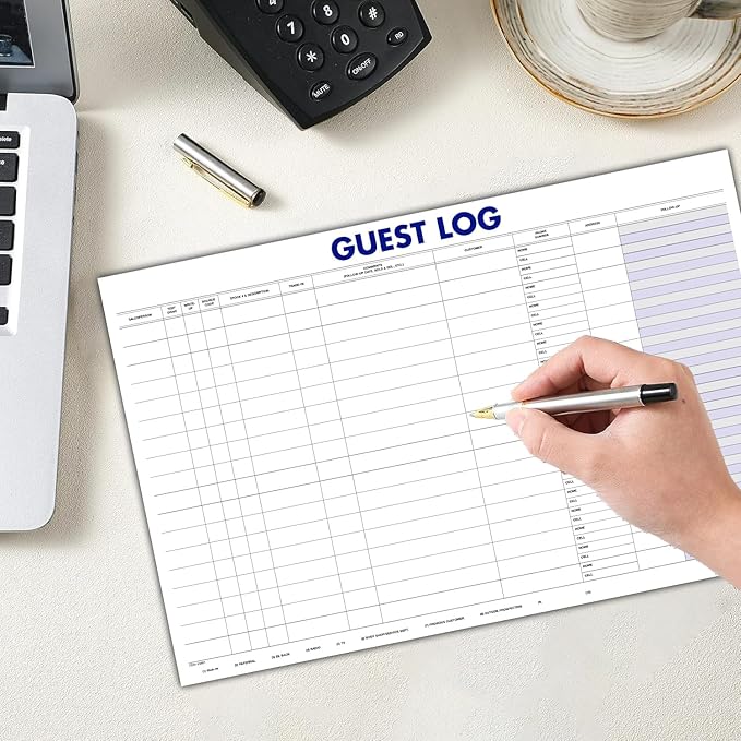 Guest Log Book for Automotive Dealerships – Customer Sign-in Tracking Log – 17" × 11" Visitor Registration Book – 100-Sheet Pad for Auto Service Centers, Repair Shops, Lead Management - 2 Pad