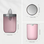 EKO Mini Desk Trash Can with Swing-Top Lid 0.4 Gallon Small Table Round Wastebasket for Office, Home, Car (Pink)