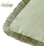 Foindtower Set of 2 Decorative Linen Fringe Throw Pillow Covers Farmhouse Cushion Cover with Tassels Lumbar Accent Pillowcase for Couch Bed Living Room Home Bedroom Decor,12×24 Inch,Light Sage Green