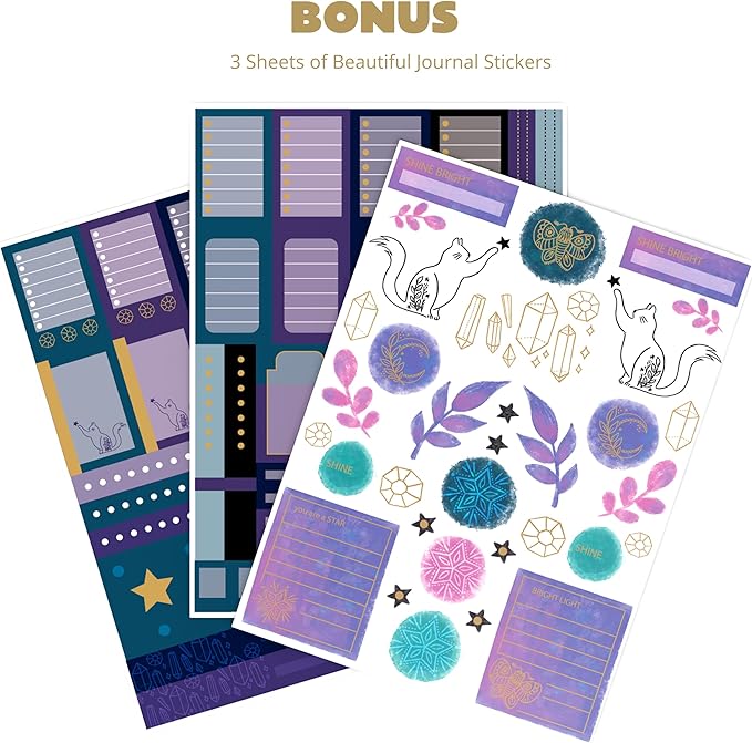 VIVID SCRIBBLES A5 Bullet DOTTED Journal – 160GSM Bleed-Proof Dotted Notebook with 200 Numbered Dot Grid Pages, Lay-Flat Hardcover with Pen Loop & Expandable Pocket (Purple Moon Design)