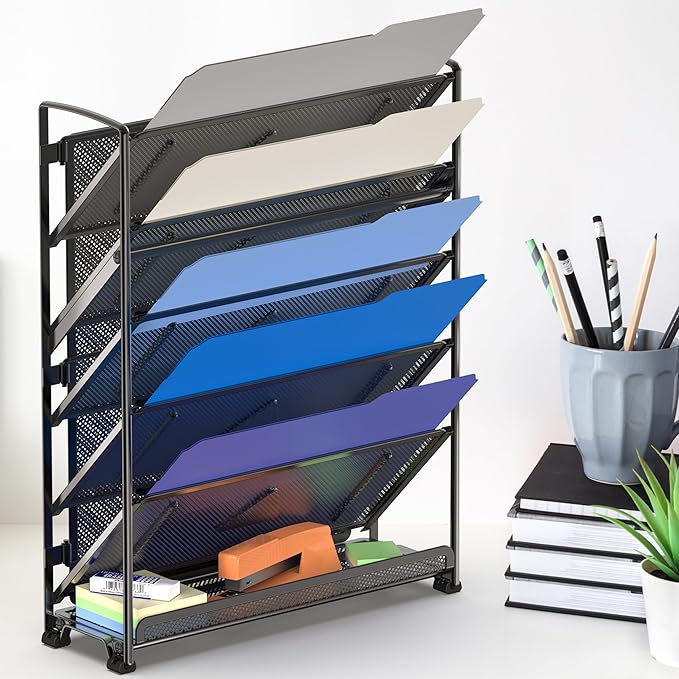 Simple Houseware 6-Tier Wall Mount Document Letter Tray Organizer, Black