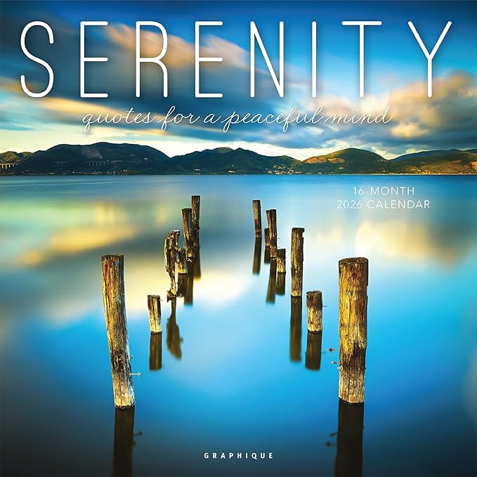 Graphique 2026 Serenity Wall Calendar | 12” x 12” | Thick Paper | Home & Office Organizer | Large Monthly Grid | 3 Languages & Marked Holidays | 4 Month Preview Page for 2027