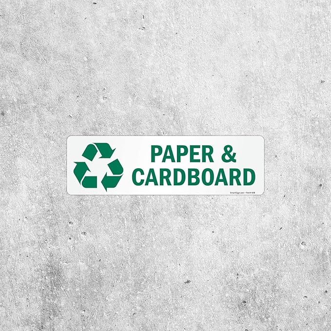 SmartSign "Paper and Cardboard" Pack of 5 Recycle Labels | 3" x 10" Laminated Vinyl, Made in USA