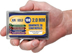 June Gold 108 Pieces, 2.0 mm 2B Lead Refills, 90 mm Length, Extra Bold Thickness, Break Resistant Lead/Graphite